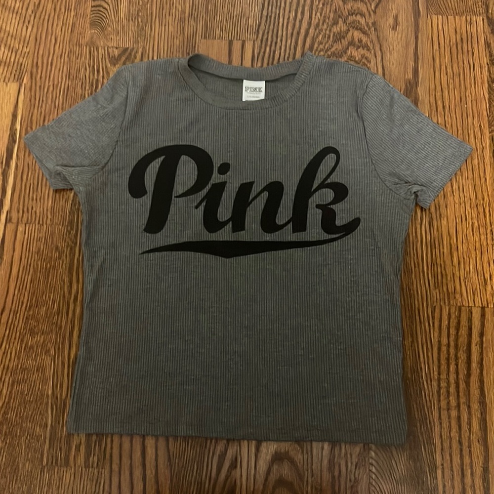 Dark gray fitted pink by Victoria’s Secret shirt
